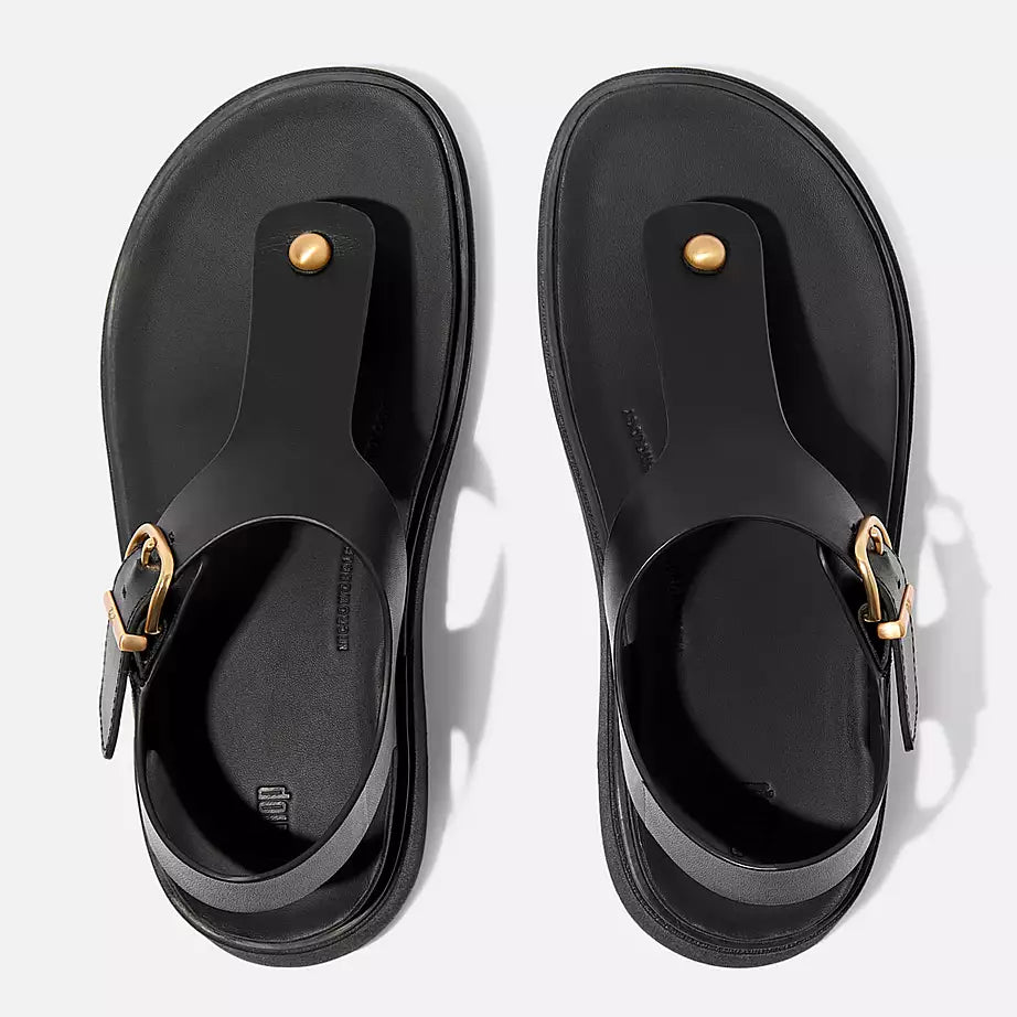 FITFLOP | WOMEN'S SANDALS | GEN FF BUCKLE TWO BAR LEATHER SLIDES LIGHT TAN | BLACK