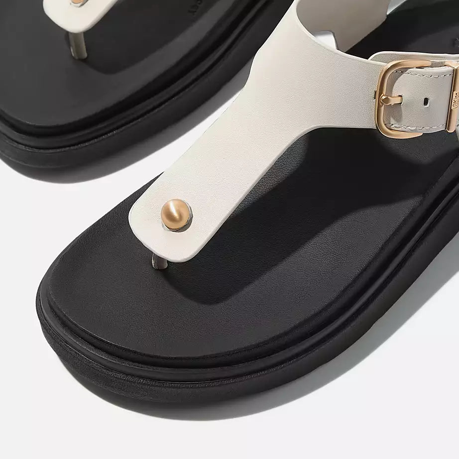 FITFLOP | WOMEN'S SANDALS | GEN FF BUCKLE TWO BAR LEATHER SLIDES LIGHT TAN | BLACK