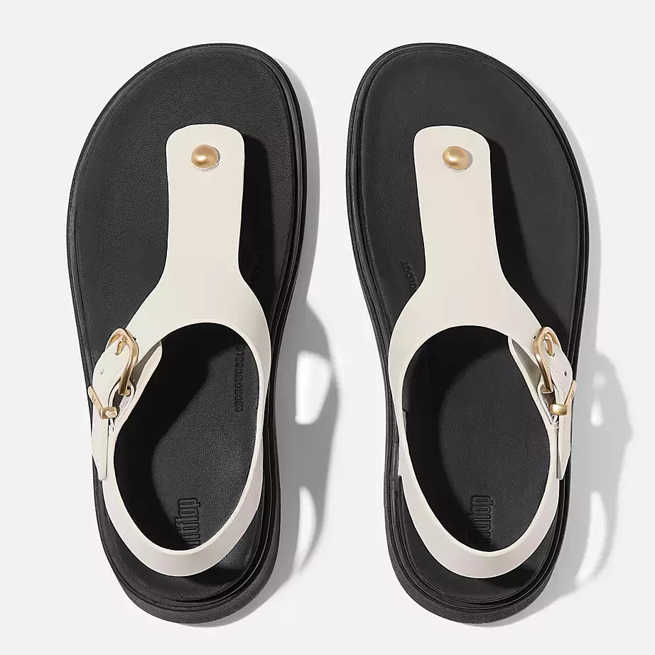FITFLOP | WOMEN'S SANDALS | GEN FF BUCKLE TWO BAR LEATHER SLIDES LIGHT TAN | BLACK