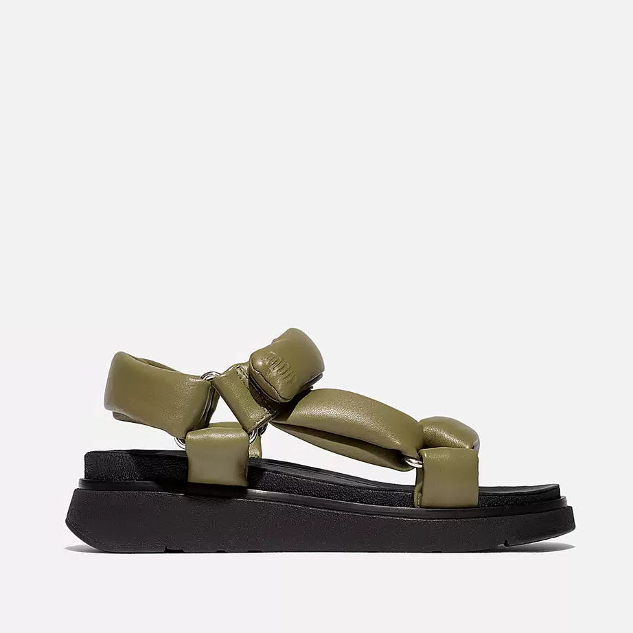 FITFLOP | WOMEN'S SANDALS | GEN FF BUCKLE TWO BAR LEATHER SLIDES LIGHT TAN | BLACK