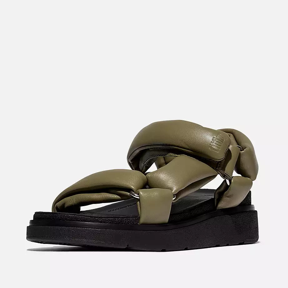 FITFLOP | WOMEN'S SANDALS | GEN FF BUCKLE TWO BAR LEATHER SLIDES LIGHT TAN | BLACK
