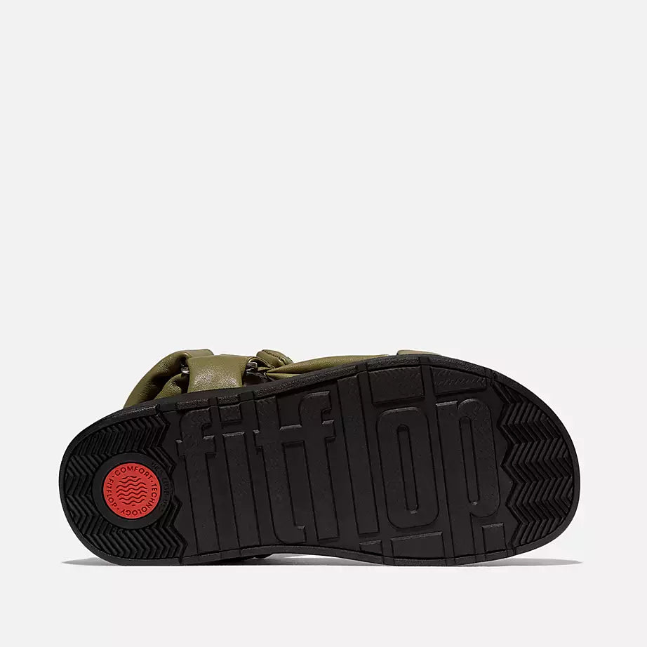 FITFLOP | WOMEN'S SANDALS | GEN FF BUCKLE TWO BAR LEATHER SLIDES LIGHT TAN | BLACK