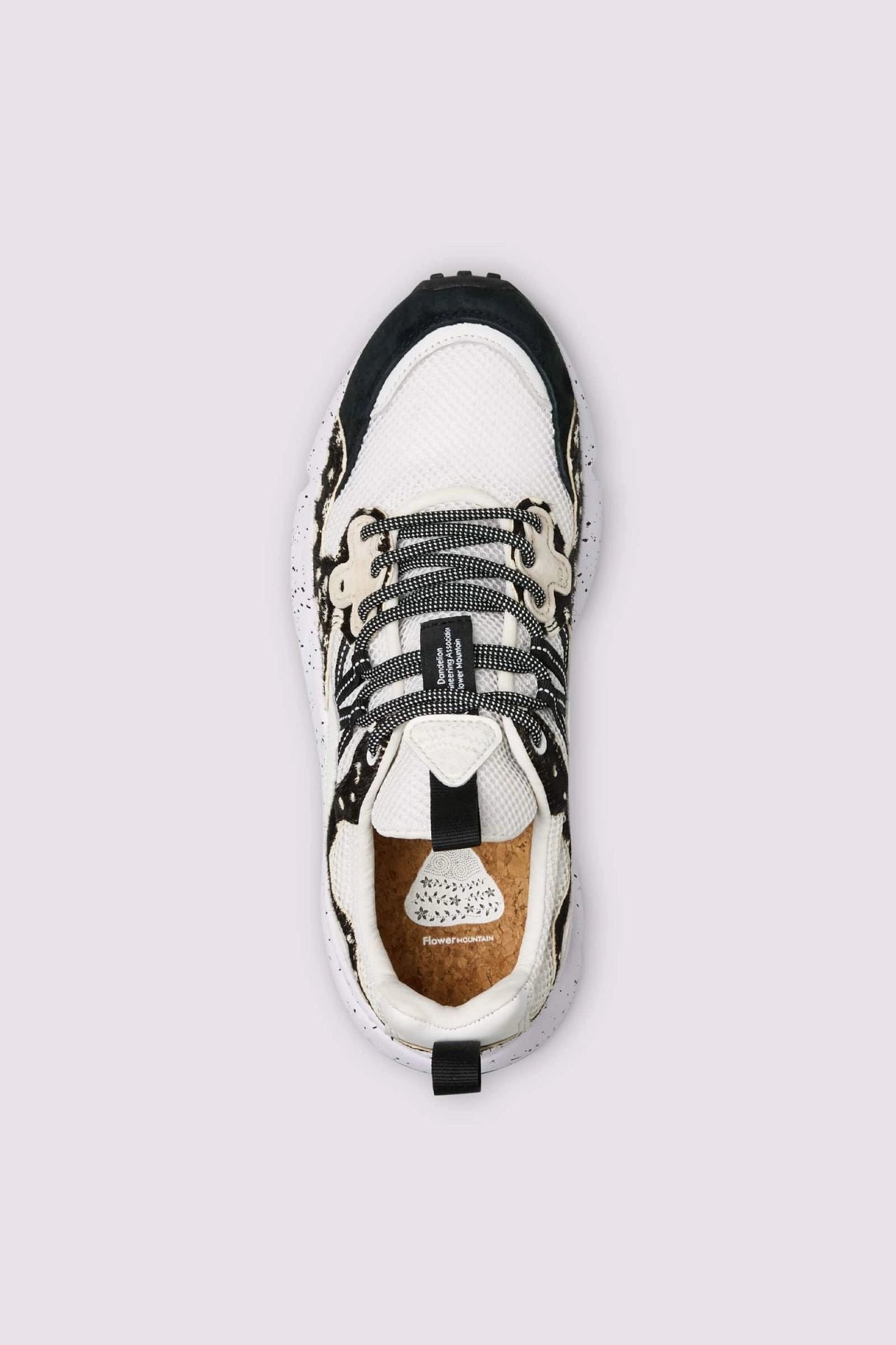 FLOWER MOUNTAIN | BASKETS | FEMME | YAMANO 3 UNI DAIM/RÉSINE/POILS DE PONEY ANTHRACITE-BLANC
