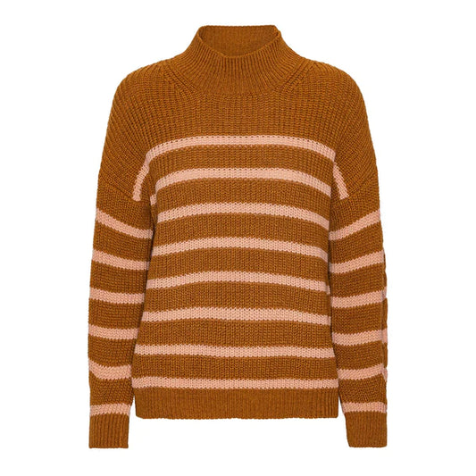 PROJECT AJ117 | WOMEN'S SWEATER | FANNY STRIPE DK35 233 WALNUT | BROWN
