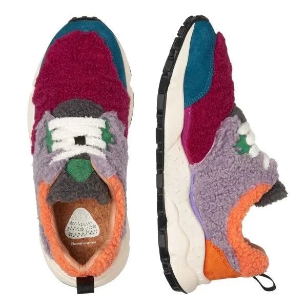 FLOWER MOUNTAIN | DAMEN-SNEAKERS | PAMPAS DAMEN WILDLEDER/TEDDY LILA ORANGE | LILA