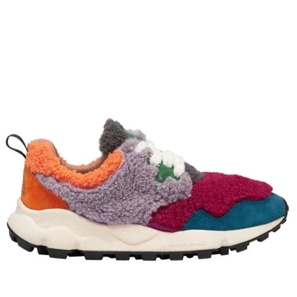 FLOWER MOUNTAIN | DAMEN-SNEAKERS | PAMPAS DAMEN WILDLEDER/TEDDY LILA ORANGE | LILA