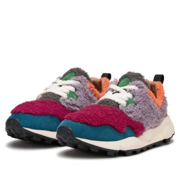 FLOWER MOUNTAIN | DAMEN-SNEAKERS | PAMPAS DAMEN WILDLEDER/TEDDY LILA ORANGE | LILA