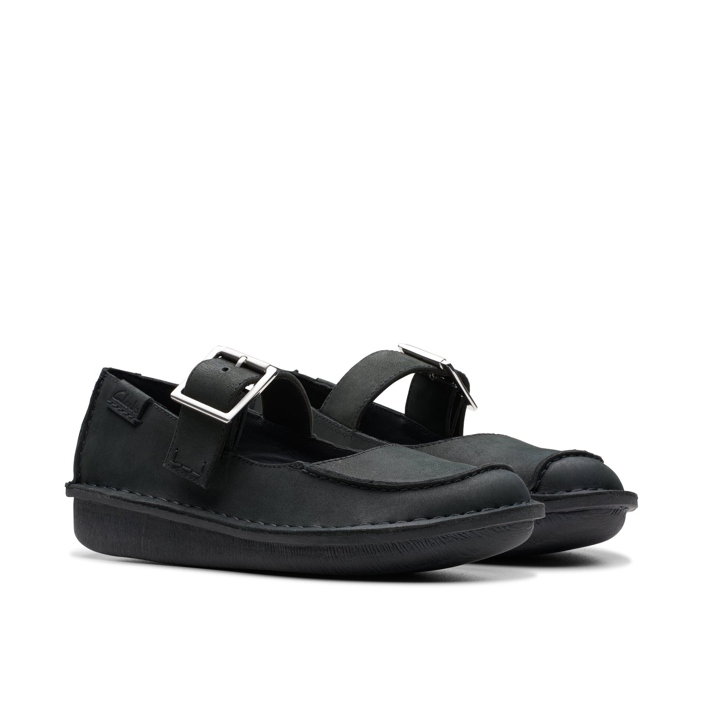 Zapatos Casual De La Marca Clarks Para Mujer Modelo Funny Bar Black Oily Lea En Color Negro