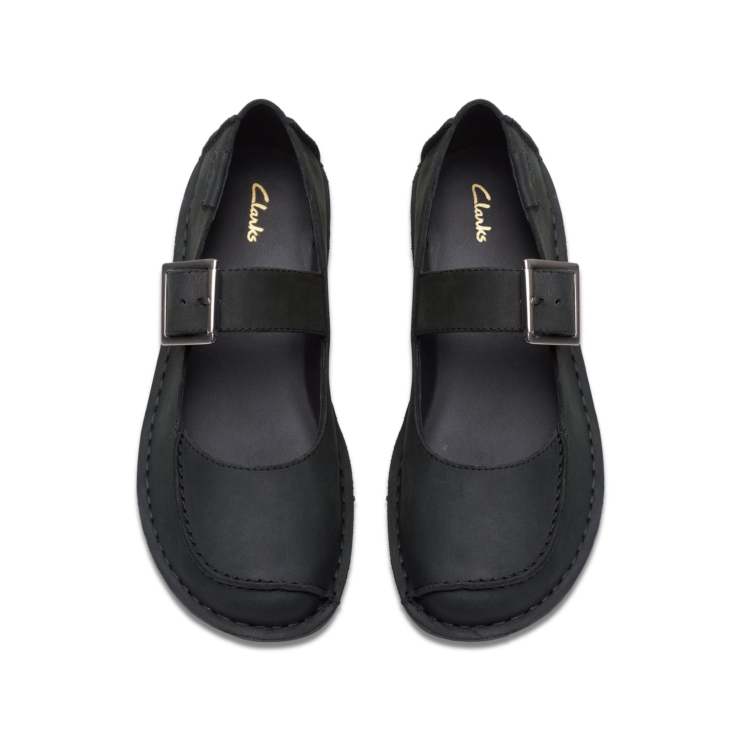 Zapatos Casual De La Marca Clarks Para Mujer Modelo Funny Bar Black Oily Lea En Color Negro
