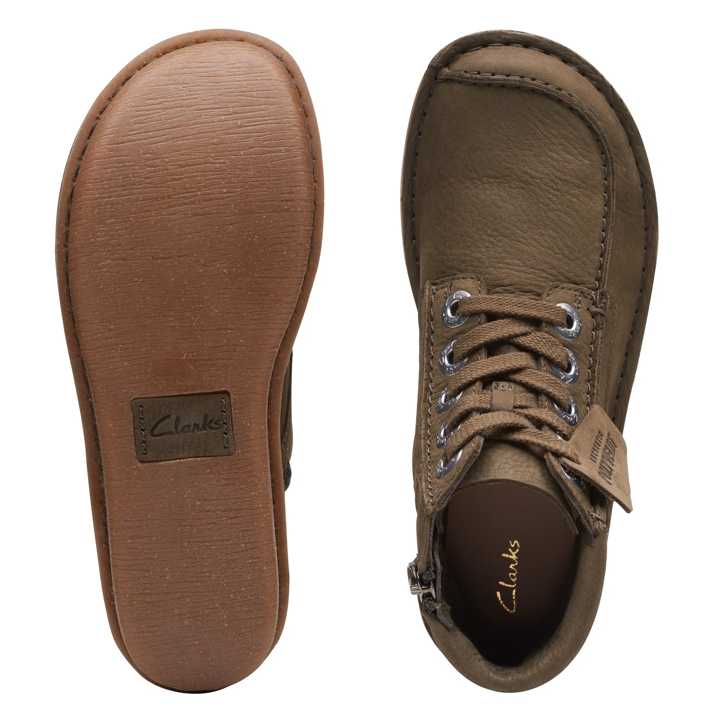 Botines De La Marca Clarks Para Mujer Modelo Funny Cedar Dark Olive Nubuck En Color Verde