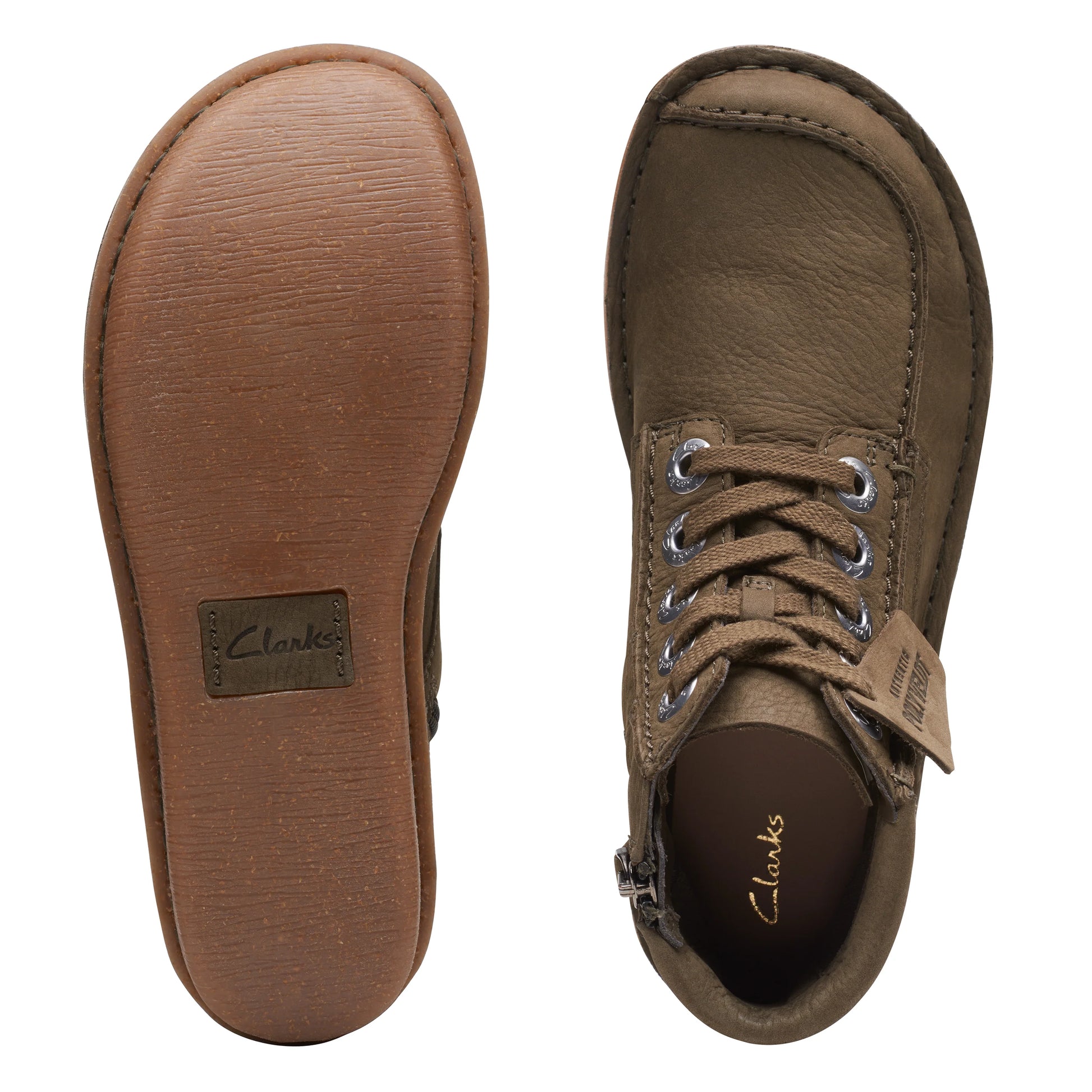 Botines De La Marca Clarks  Para Mujer Modelo Funny Cedar Dark Olive Nubuck En Color Verde