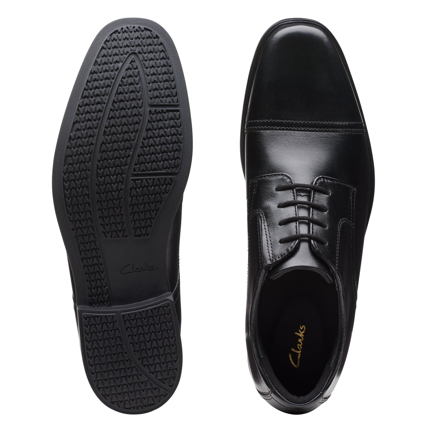 Zapatos De Vestir De La Marca Clarks Para Hombre Modelo Howard Cap Black Leather En Color Negro
