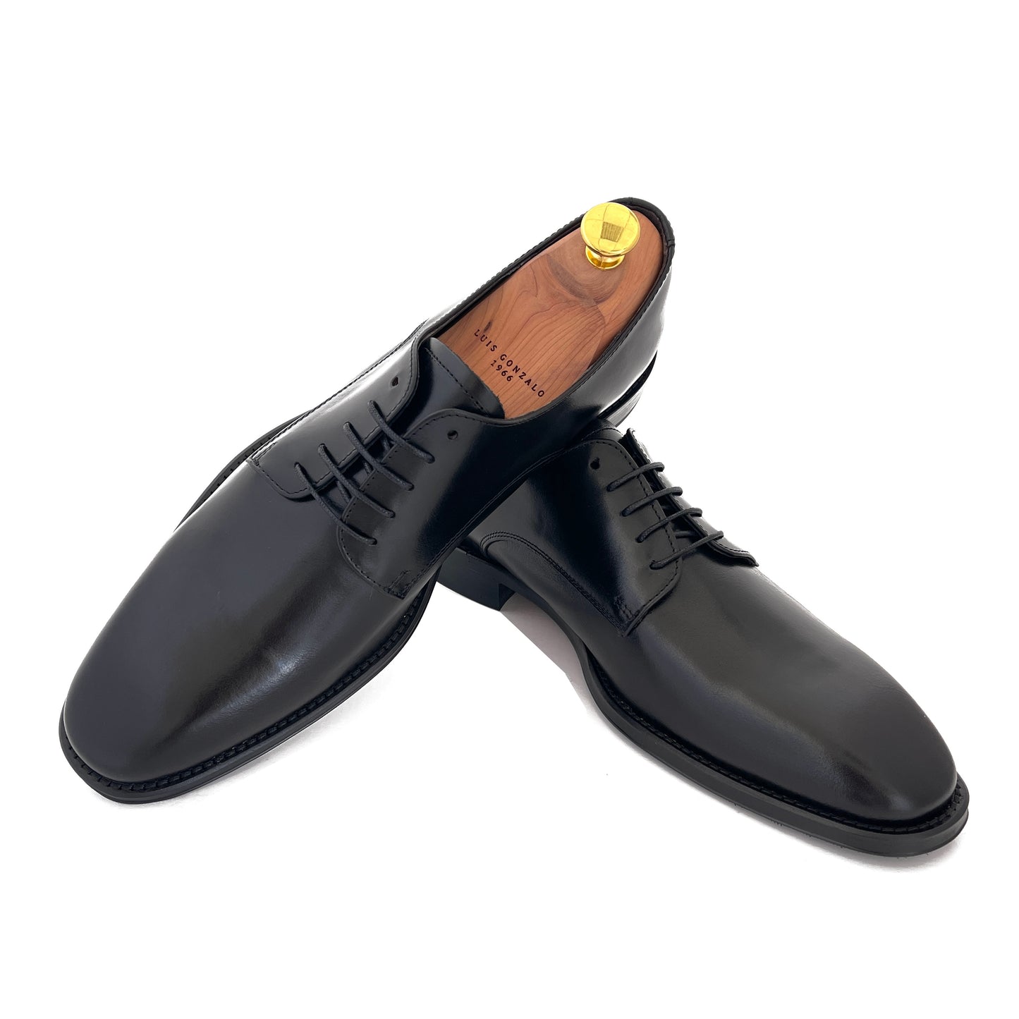 LUIS GONZALO 1966 | HERREN-DERBY-SCHUHE | GEPOLSTERTES KALBSLEDER | SCHWARZ
