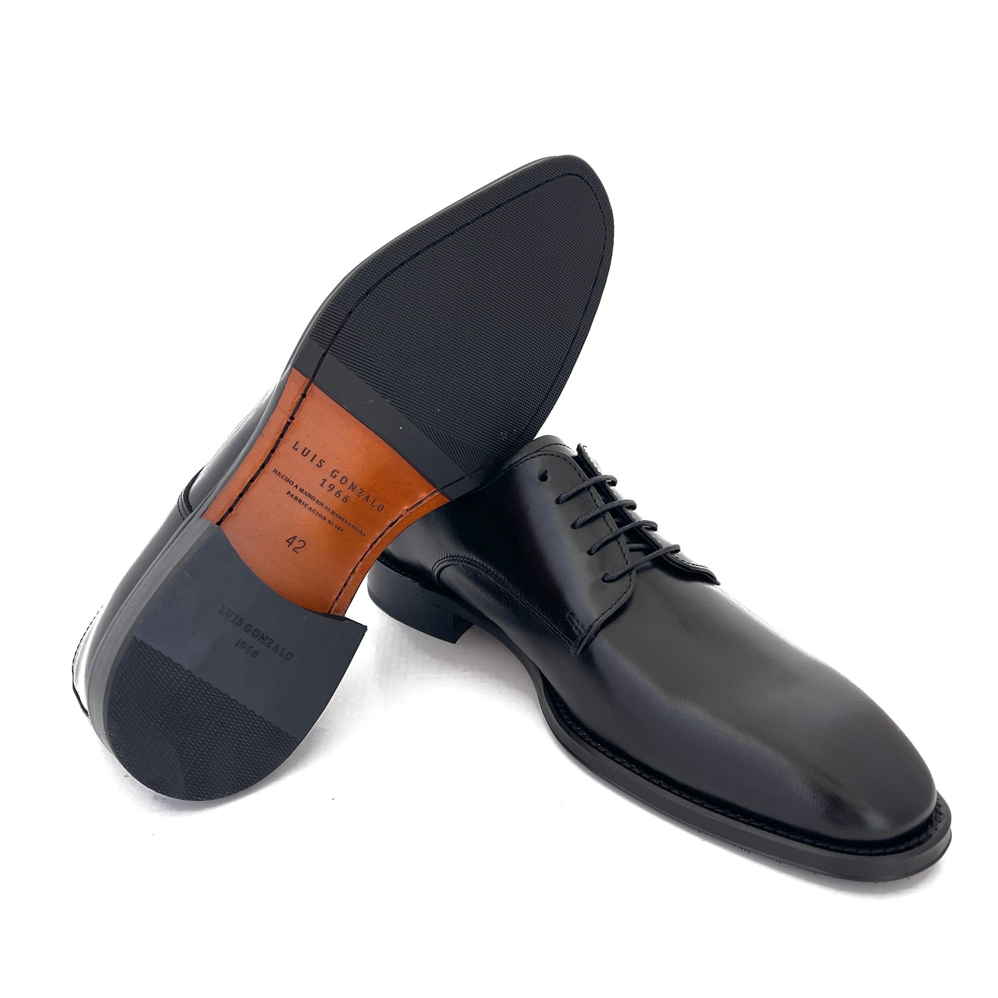 LUIS GONZALO 1966 | HERREN-DERBY-SCHUHE | GEPOLSTERTES KALBSLEDER | SCHWARZ
