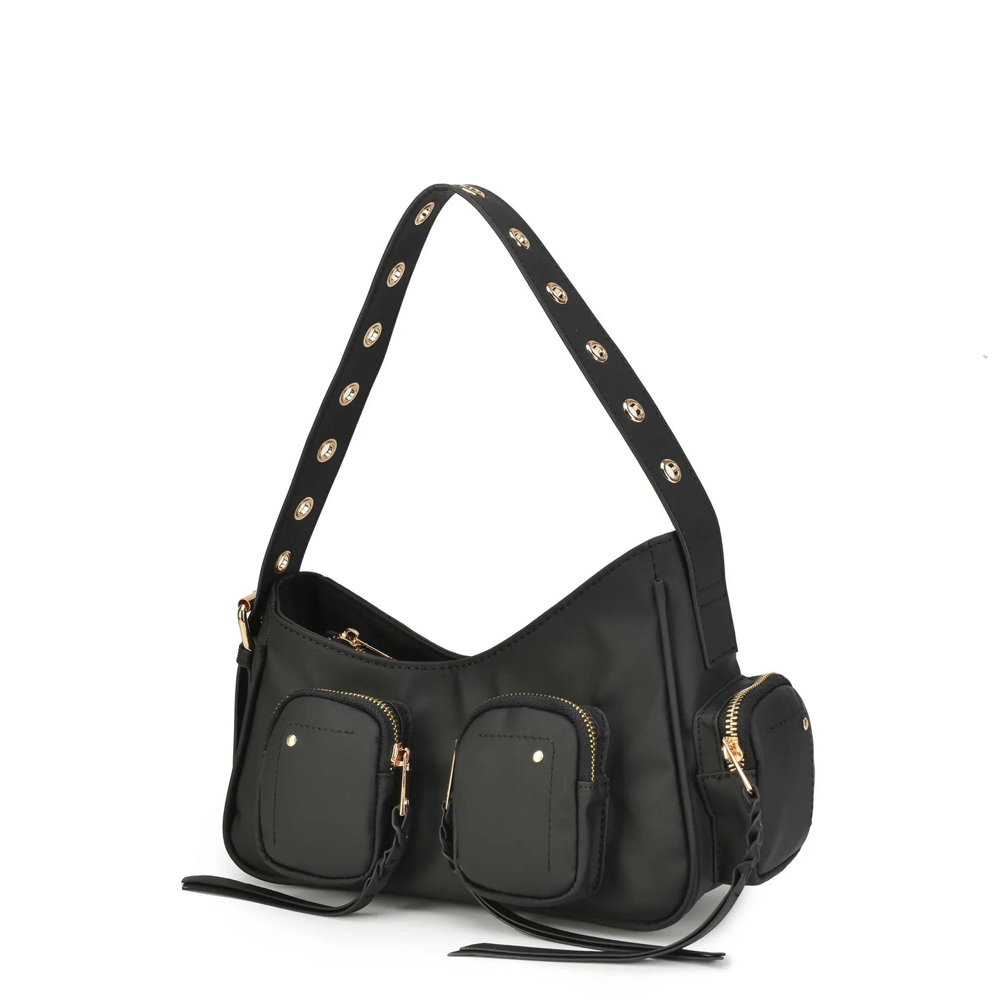 NUNOO | BOLSO MUJER | JENNIFER POCKET BAMBOO BLACK W GOLD BLACK | NEGRO
