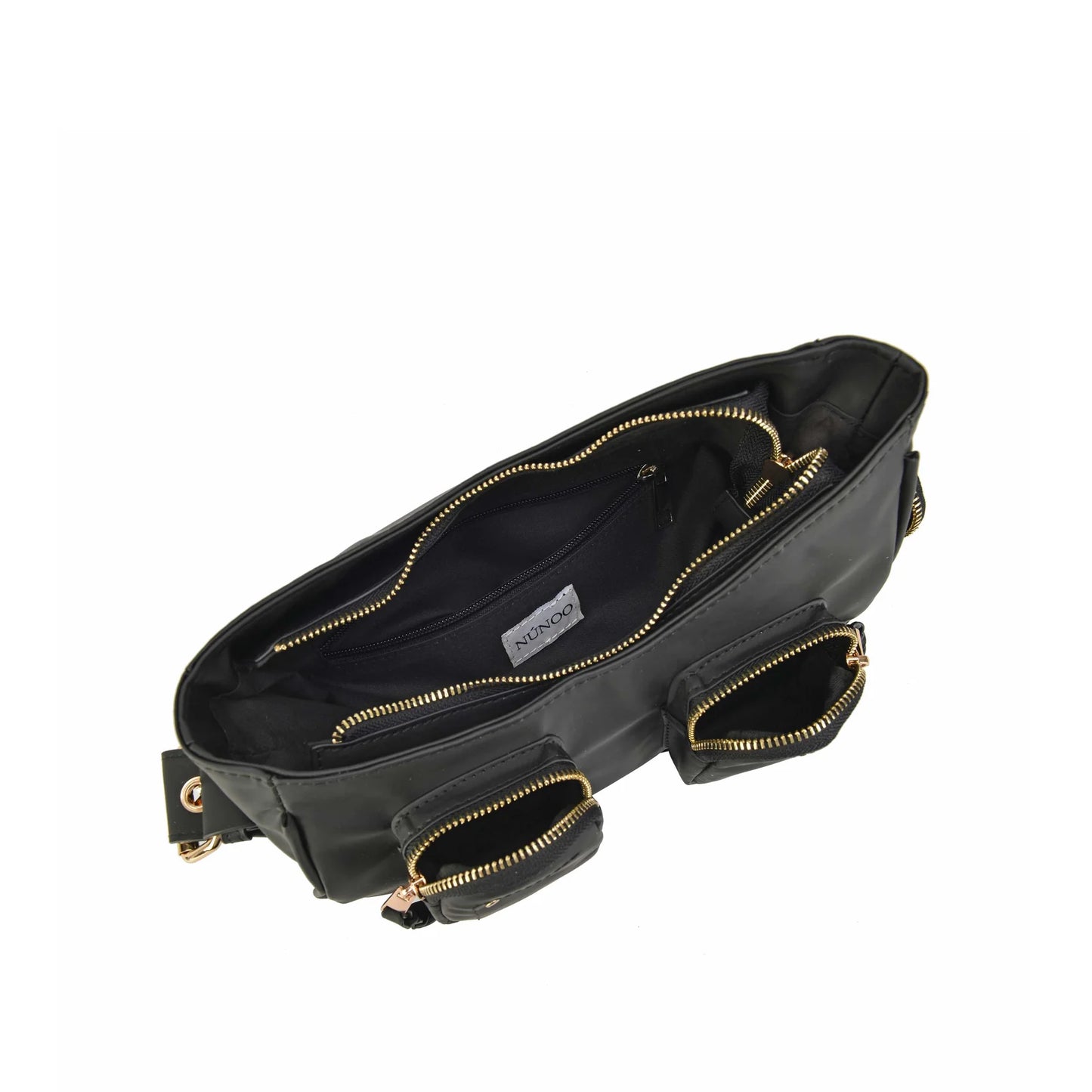 NUNOO | BOLSO MUJER | JENNIFER POCKET BAMBOO BLACK W GOLD BLACK | NEGRO