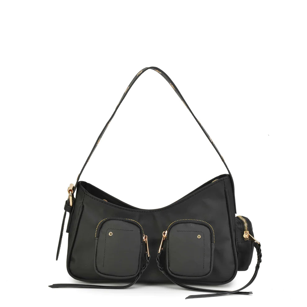 NUNOO | BOLSO MUJER | JENNIFER POCKET BAMBOO BLACK W GOLD BLACK | NEGRO