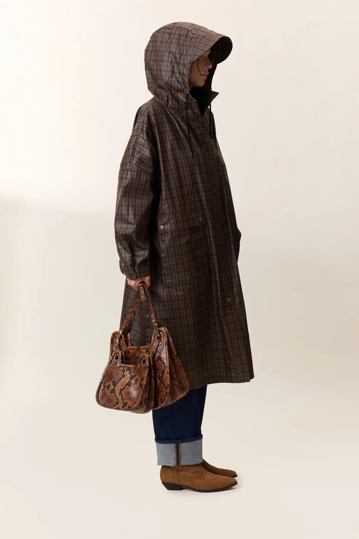 LEON & HARPER | GORROS | MUJER | PONCHO VANNAH CHECKI | MARRÓN