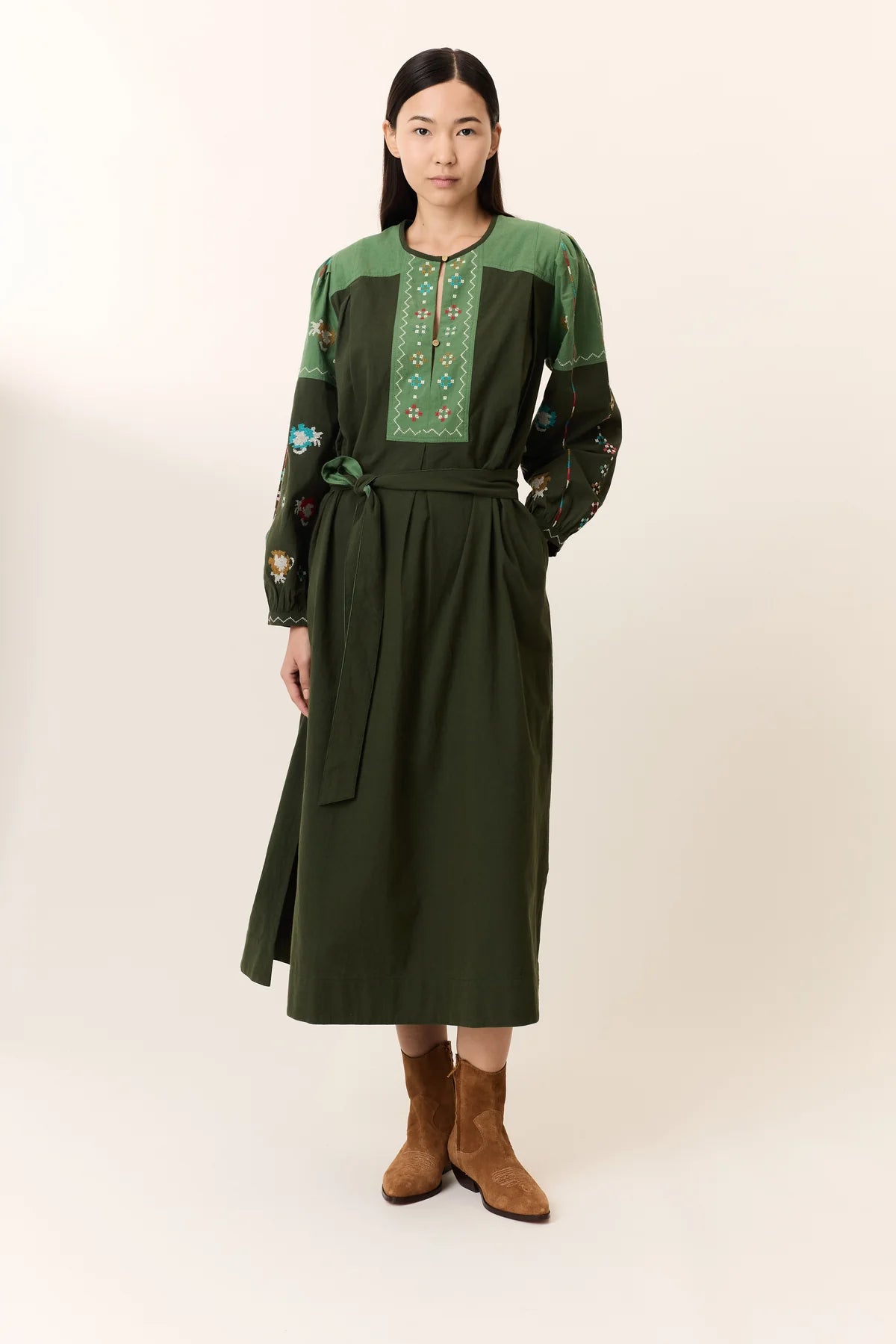 LEON & HARPER | VESTIDOS | MUJER | RUOKI BRD GREEN | VERDE