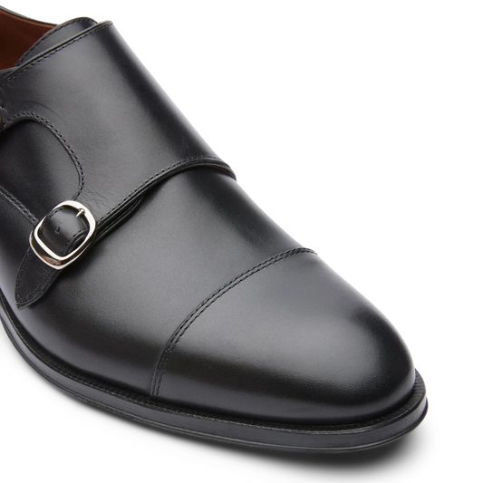 LOTTUSSE | MEN'S DOUBLE BUCKLE SHOES | LENOX EBONY BLACK SPAY NAT | BLACK