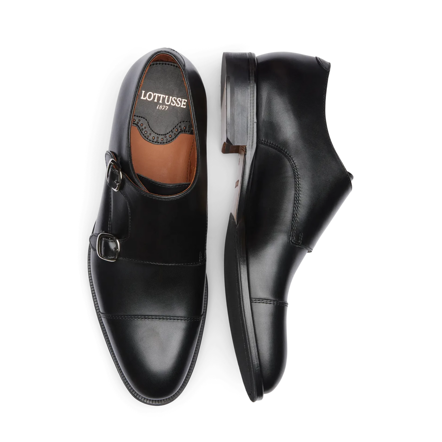 LOTTUSSE | CHAUSSURES HOMME À DOUBLE BOUCLE | LENOX EBONY BLACK SPAY NAT | NOIR