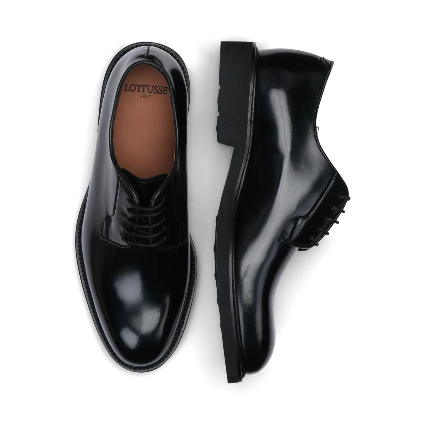 LOTTUSSE | MEN'S DERBY SHOES | BALTIMORE JOCKER BLACK HENRY BLACK SKY SEWN | BLACK
