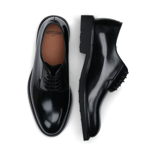 LOTTUSSE | MEN'S DERBY SHOES | BALTIMORE JOCKER BLACK HENRY BLACK SKY SEWN | BLACK