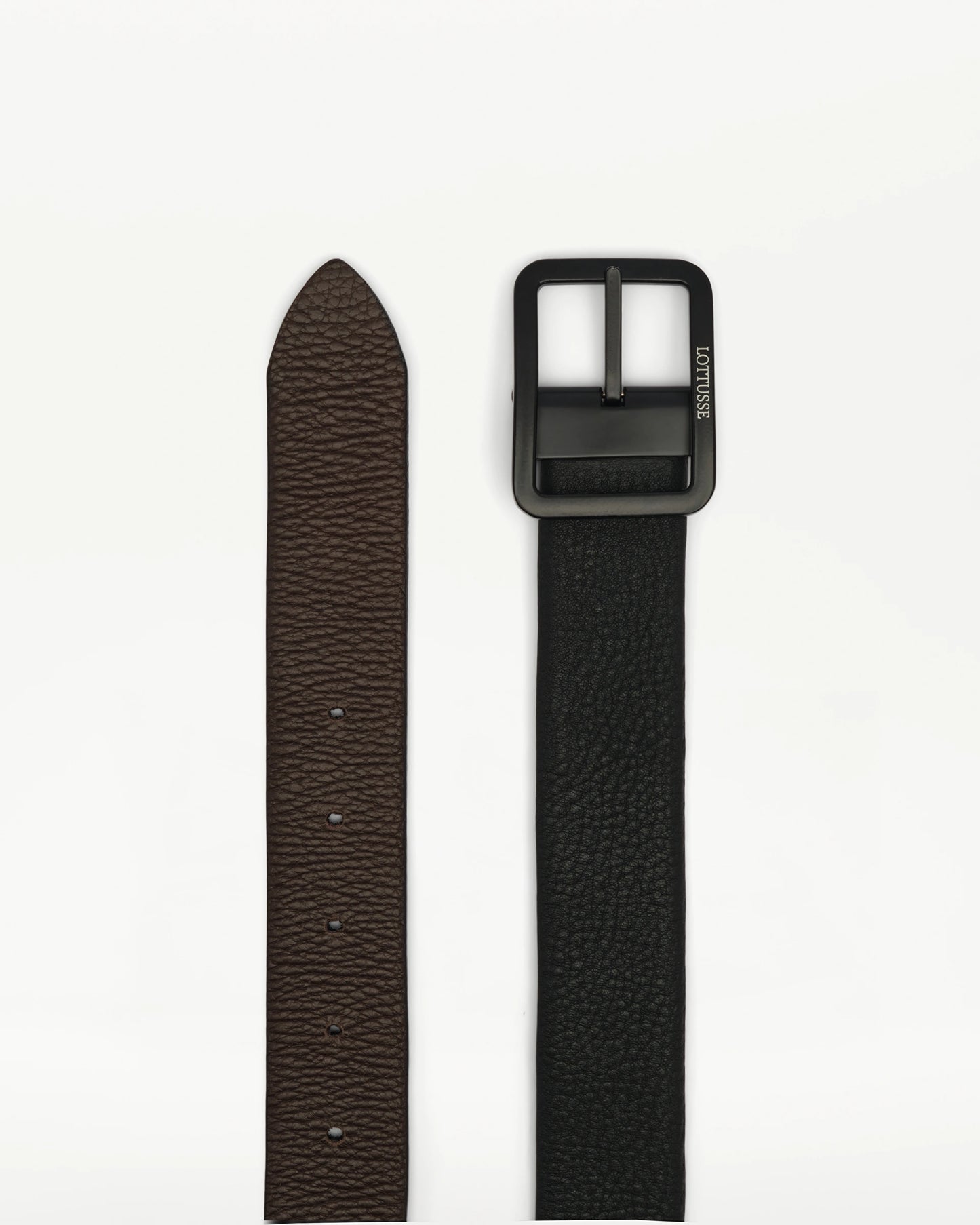 LOTTUSSE | CINTURONES | HOMBRE | CINTURÓN DE PIEL DE BECERRO AZUL MARINO/NEGRO MOCA | MARRÓN