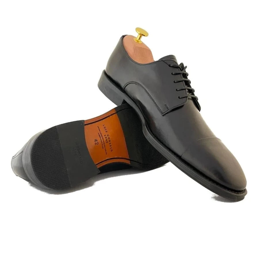 LUIS GONZALO 1966 | ZAPATOS DERBY HOMBRE | TERNERA TAMPONA PUNTERA REDONDEADA | NEGRO