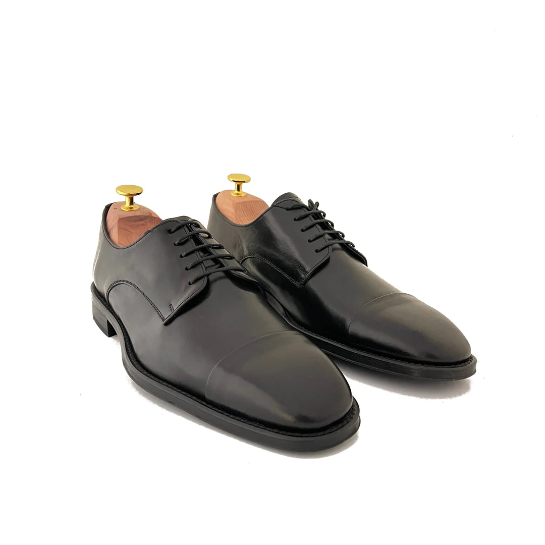 LUIS GONZALO 1966 | ZAPATOS DERBY HOMBRE | TERNERA TAMPONA PUNTERA REDONDEADA | NEGRO