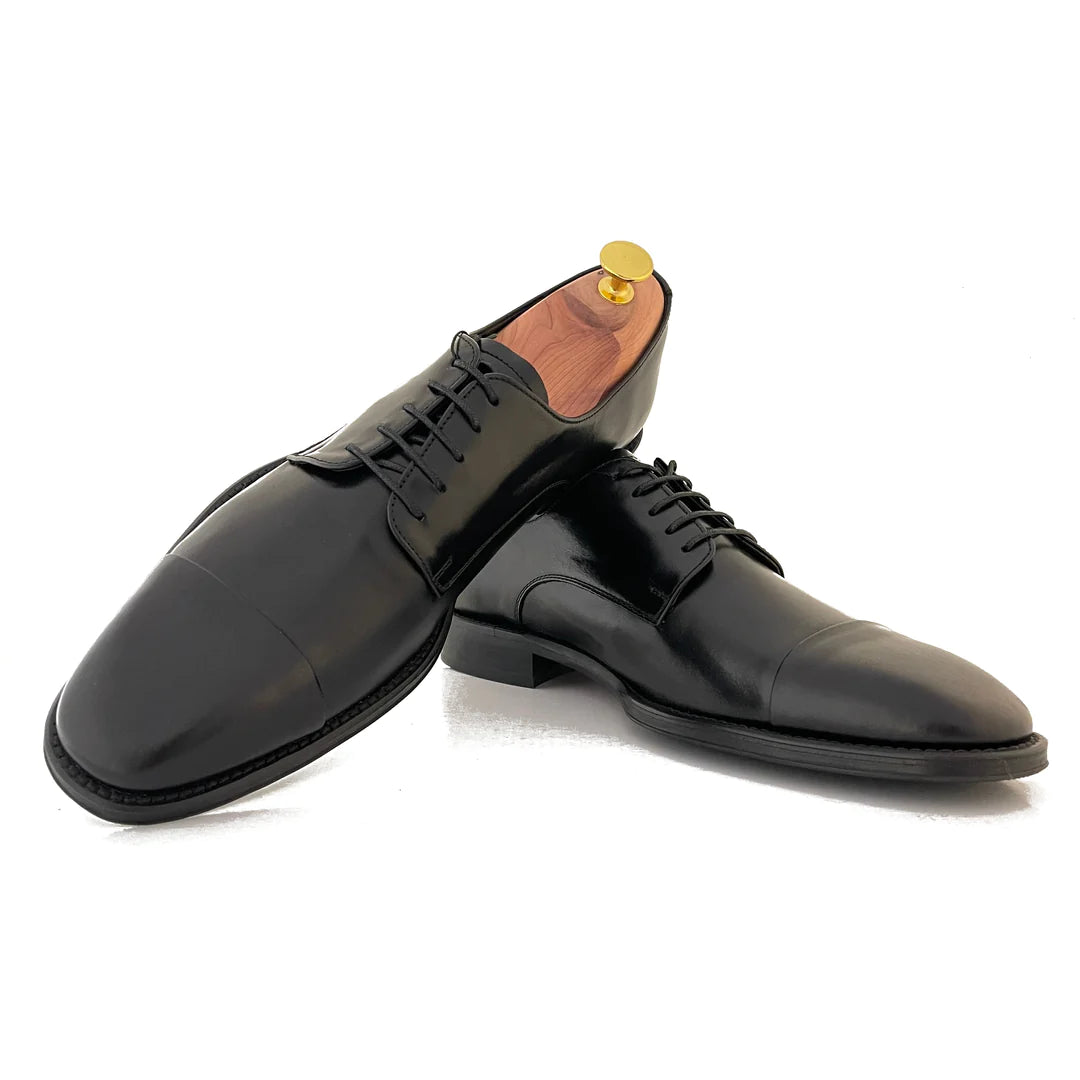 LUIS GONZALO 1966 | ZAPATOS DERBY HOMBRE | TERNERA TAMPONA PUNTERA REDONDEADA | NEGRO