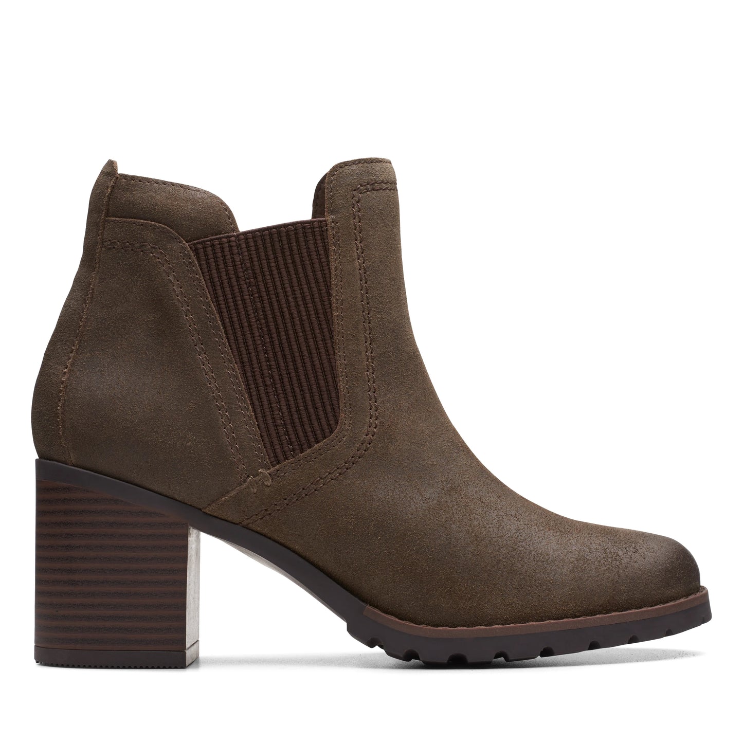 Botines De La Marca Clarks Para Mujer Modelo Leda Up Dark Olive Suede En Color Verde