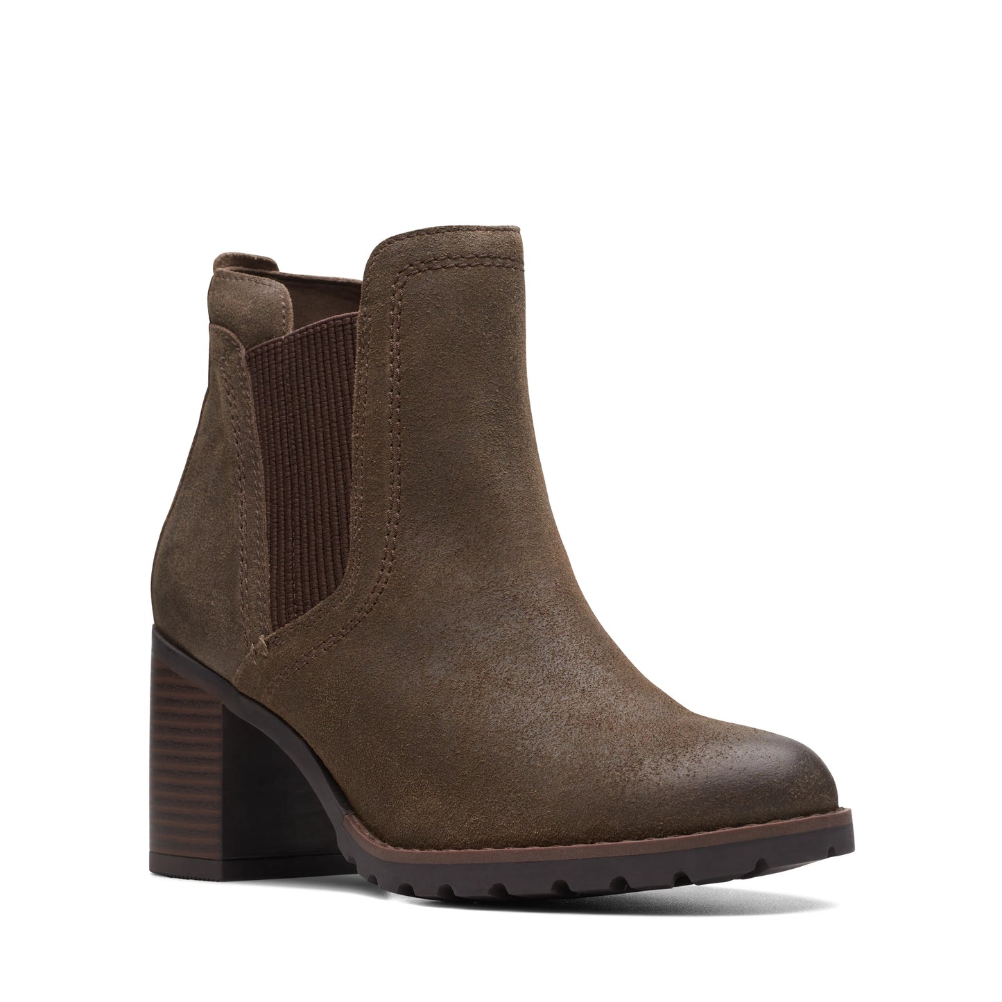 Botines De La Marca Clarks Para Mujer Modelo Leda Up Dark Olive Suede En Color Verde