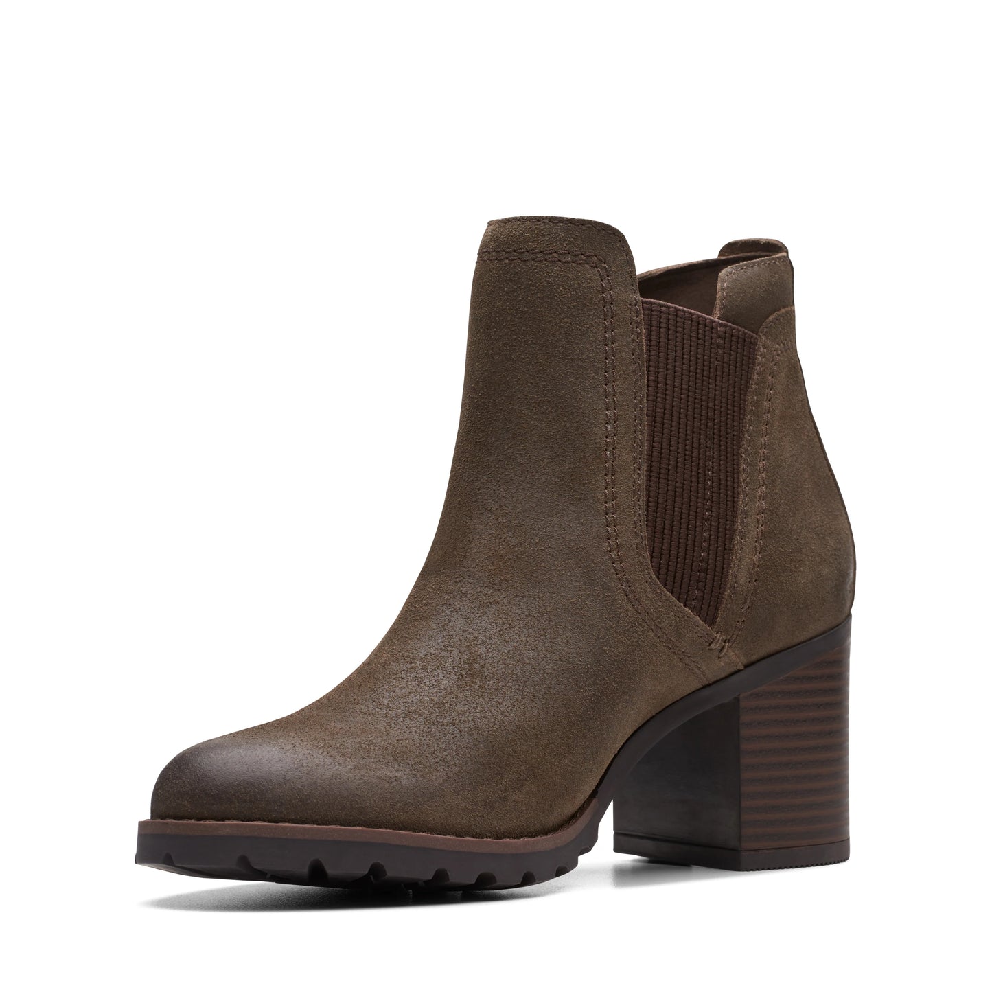 Botines De La Marca Clarks Para Mujer Modelo Leda Up Dark Olive Suede En Color Verde