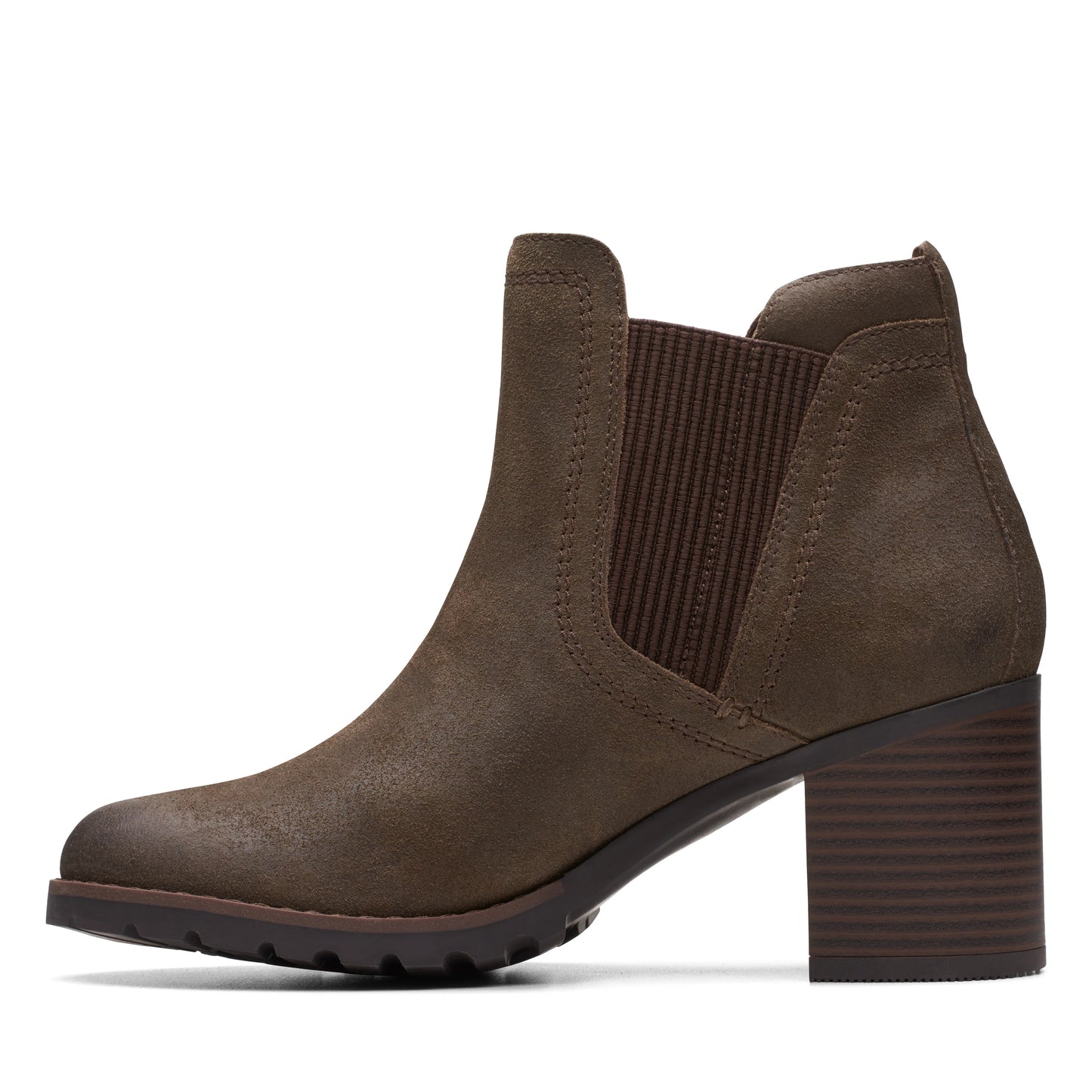 Botines De La Marca Clarks Para Mujer Modelo Leda Up Dark Olive Suede En Color Verde