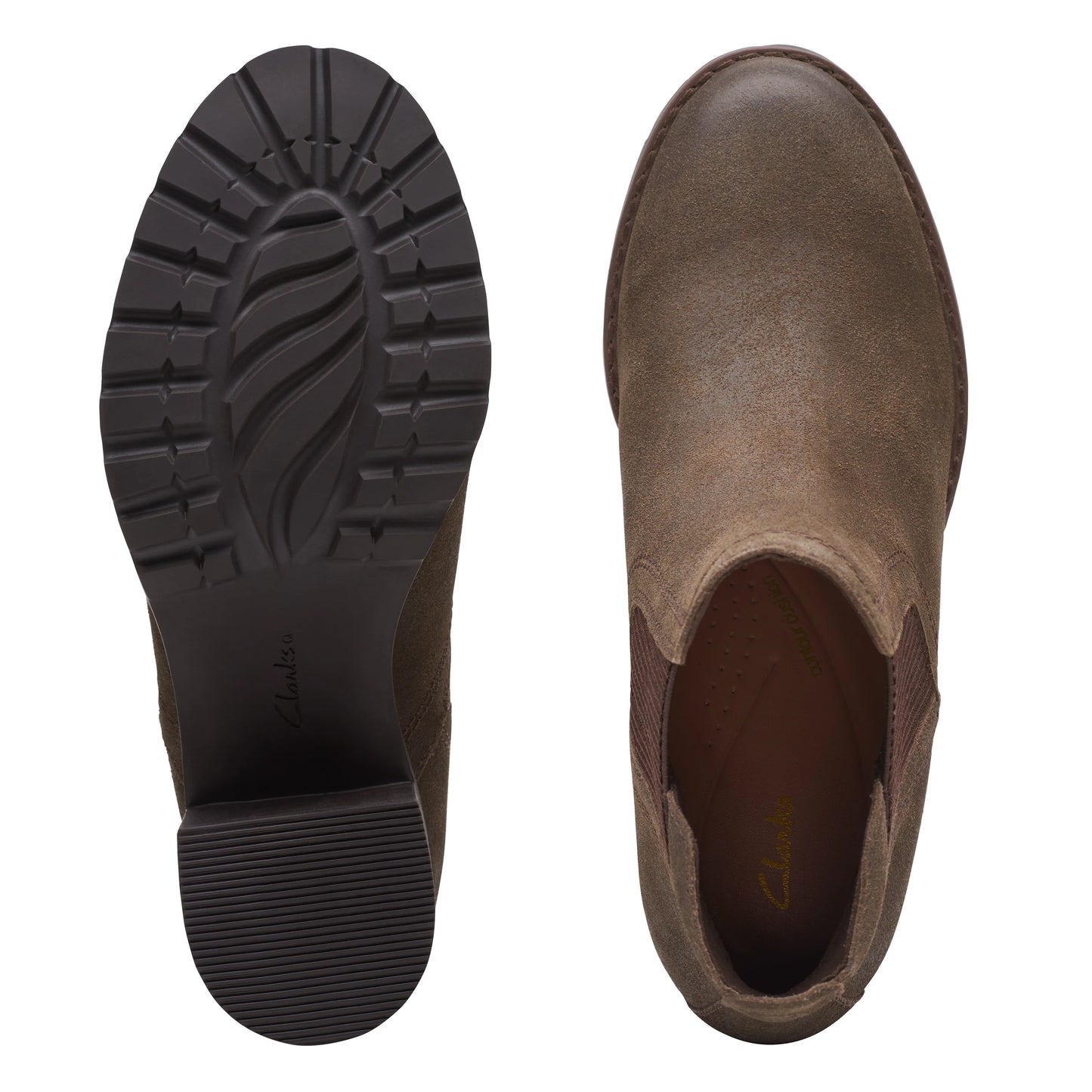 Botines De La Marca Clarks Para Mujer Modelo Leda Up Dark Olive Suede En Color Verde