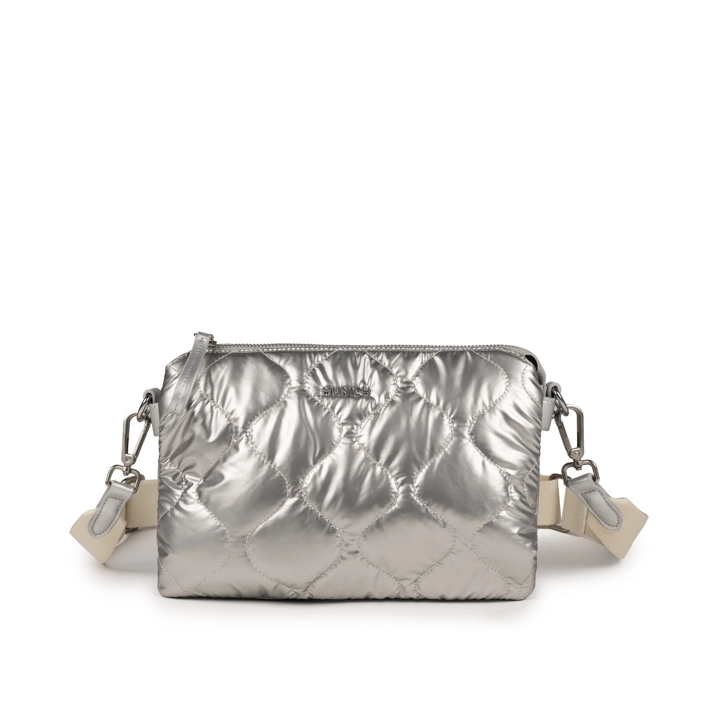 Bolsos Para Mujer De La Marca Munich Modelo Cover Crossbody Hobo Silver En Color Plateado