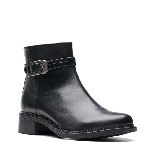 Botines De La Marca Clarks  Para Mujer Modelo Maye Grace Black Leather En Color Negro