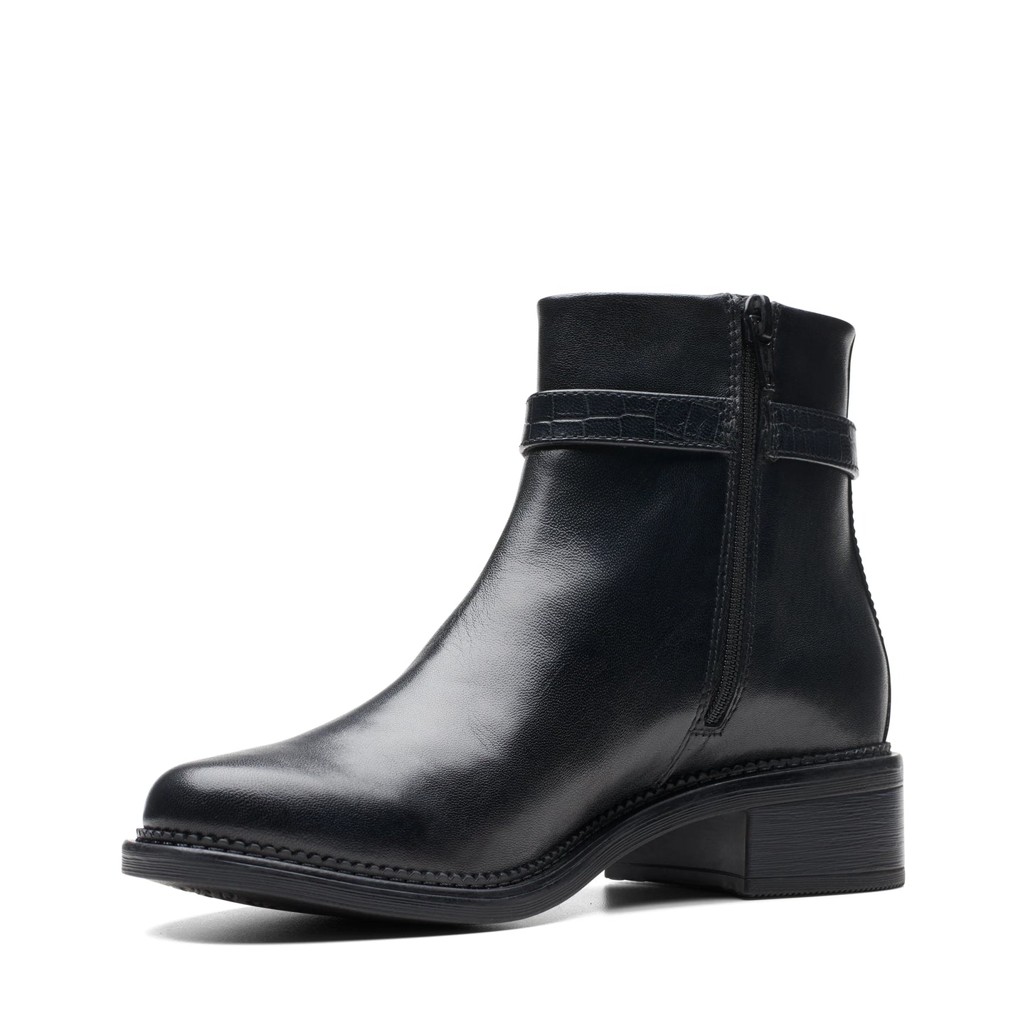 Botines De La Marca Clarks Para Mujer Modelo Maye Grace Black Leather En Color Negro