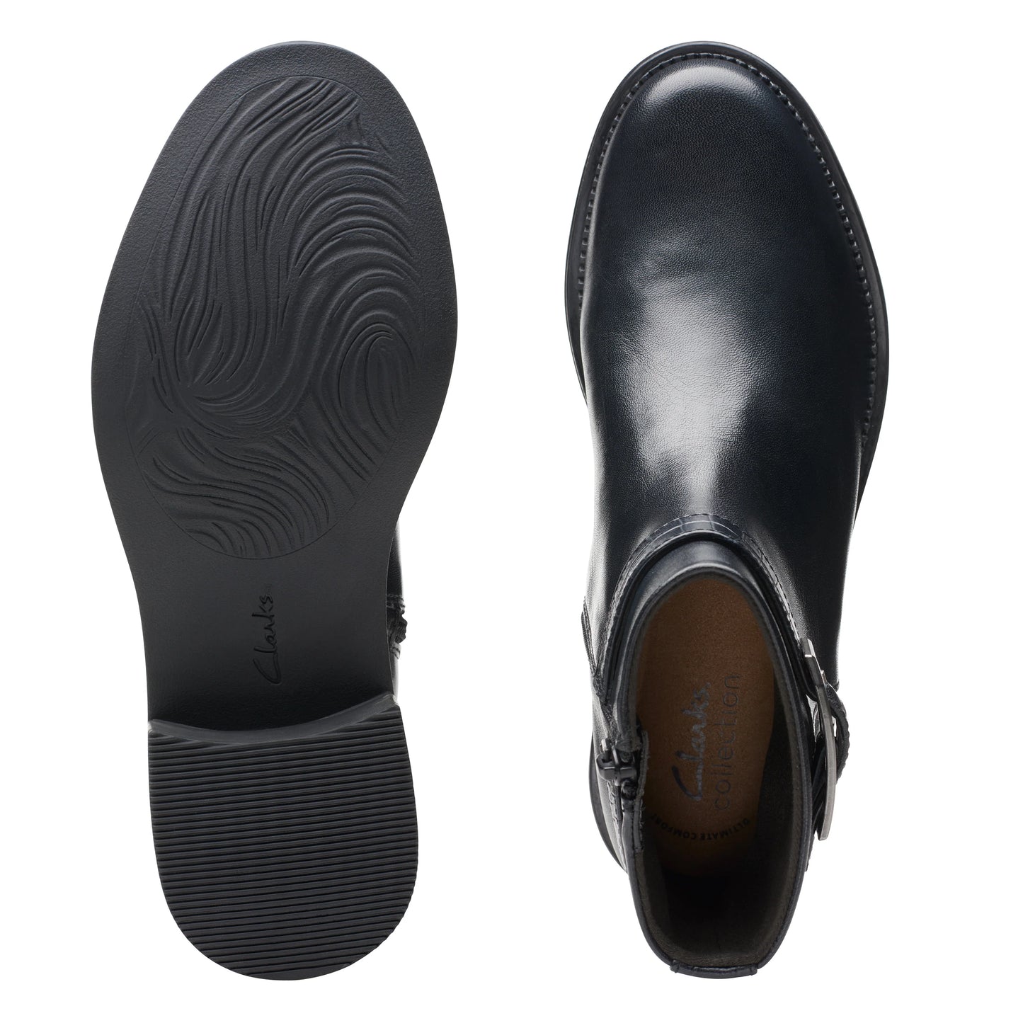 Botines De La Marca Clarks Para Mujer Modelo Maye Grace Black Leather En Color Negro