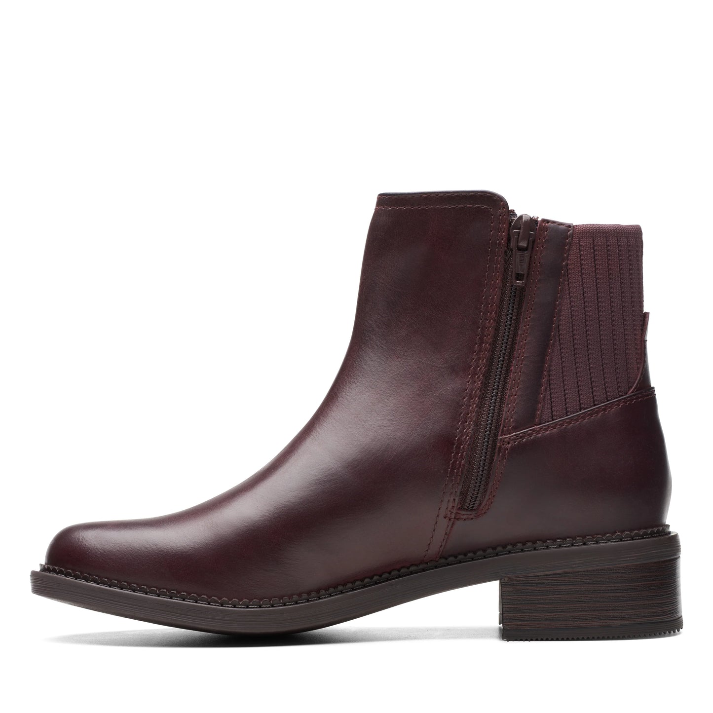 Botines De La Marca Clarks Para Mujer Modelo Maye Palm Bordeaux Leather En Color Rojo