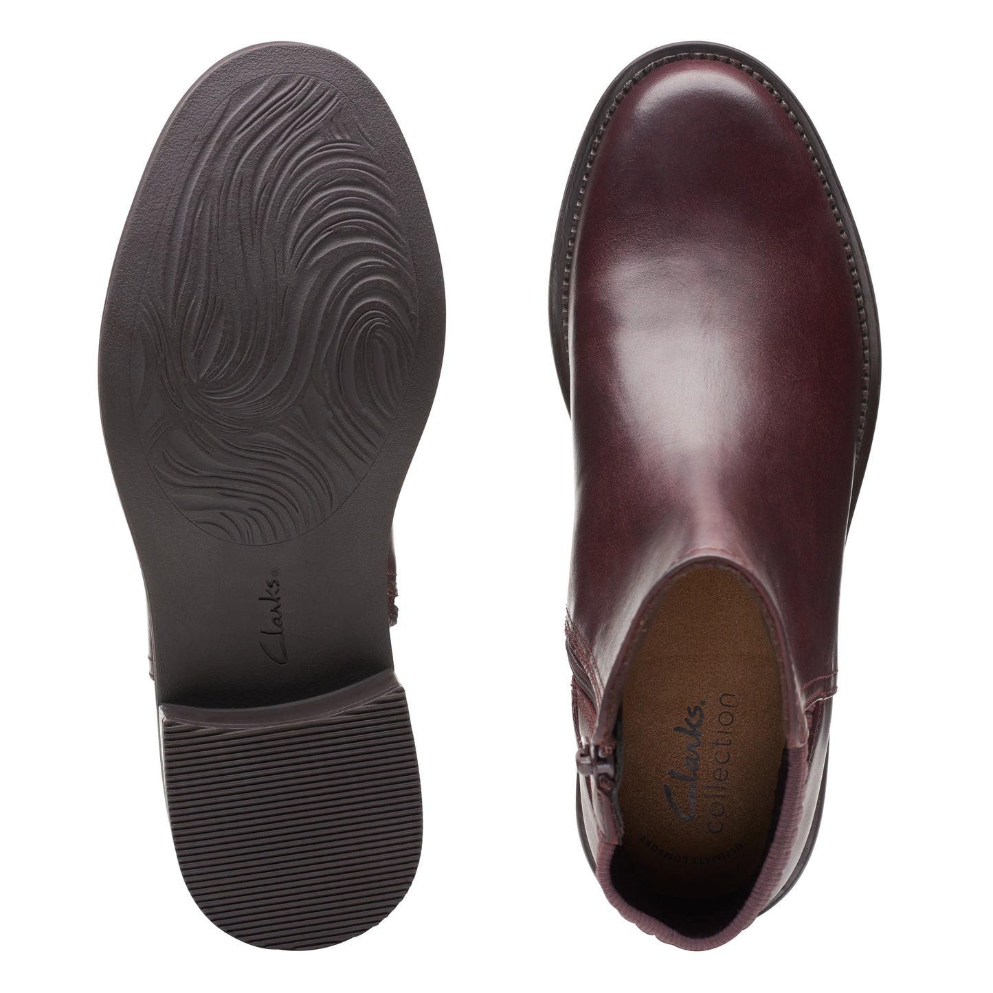 Botines De La Marca Clarks Para Mujer Modelo Maye Palm Bordeaux Leather En Color Rojo