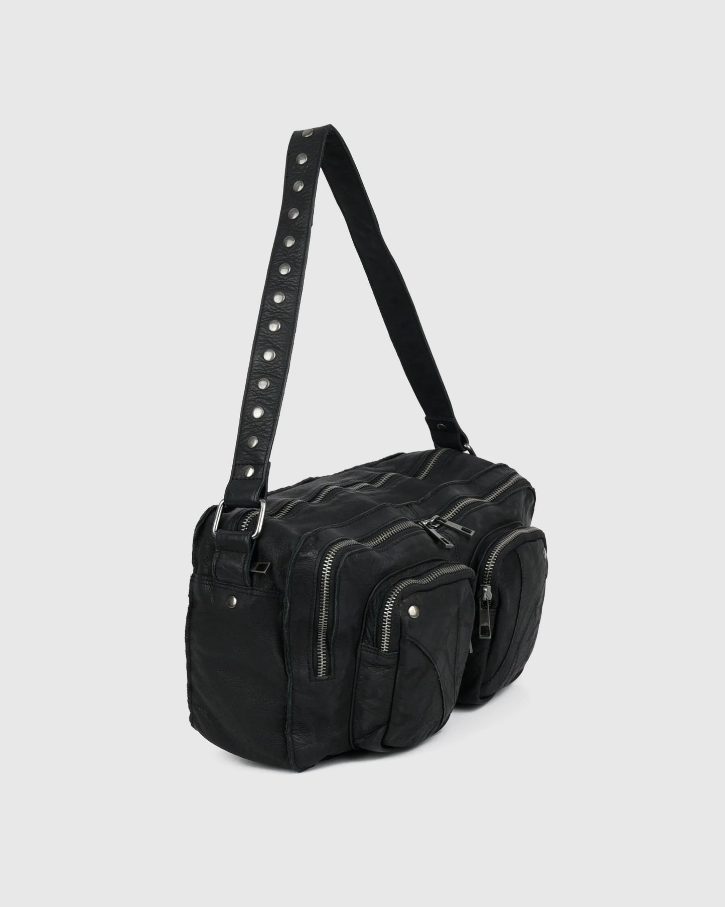 NUNOO | BOLSOS | MUJER | ALIMAKKA WASHED BLACK W. ANTIQUE SILVER BLACK | NEGRO