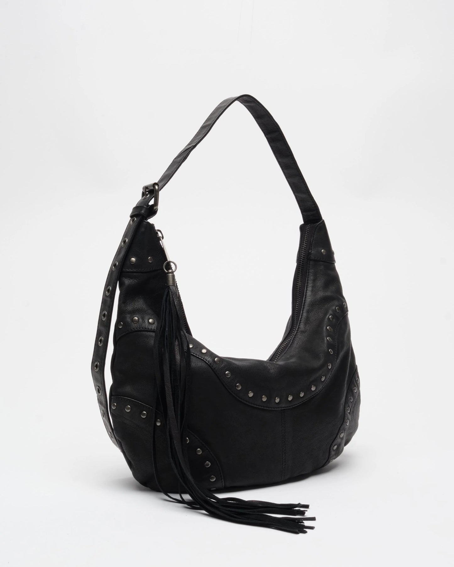 NUNOO | BOLSOS | MUJER | DAGMAR RIVET WASHED BLACK W. ANTIQUE SILVER BLACK | NEGRO