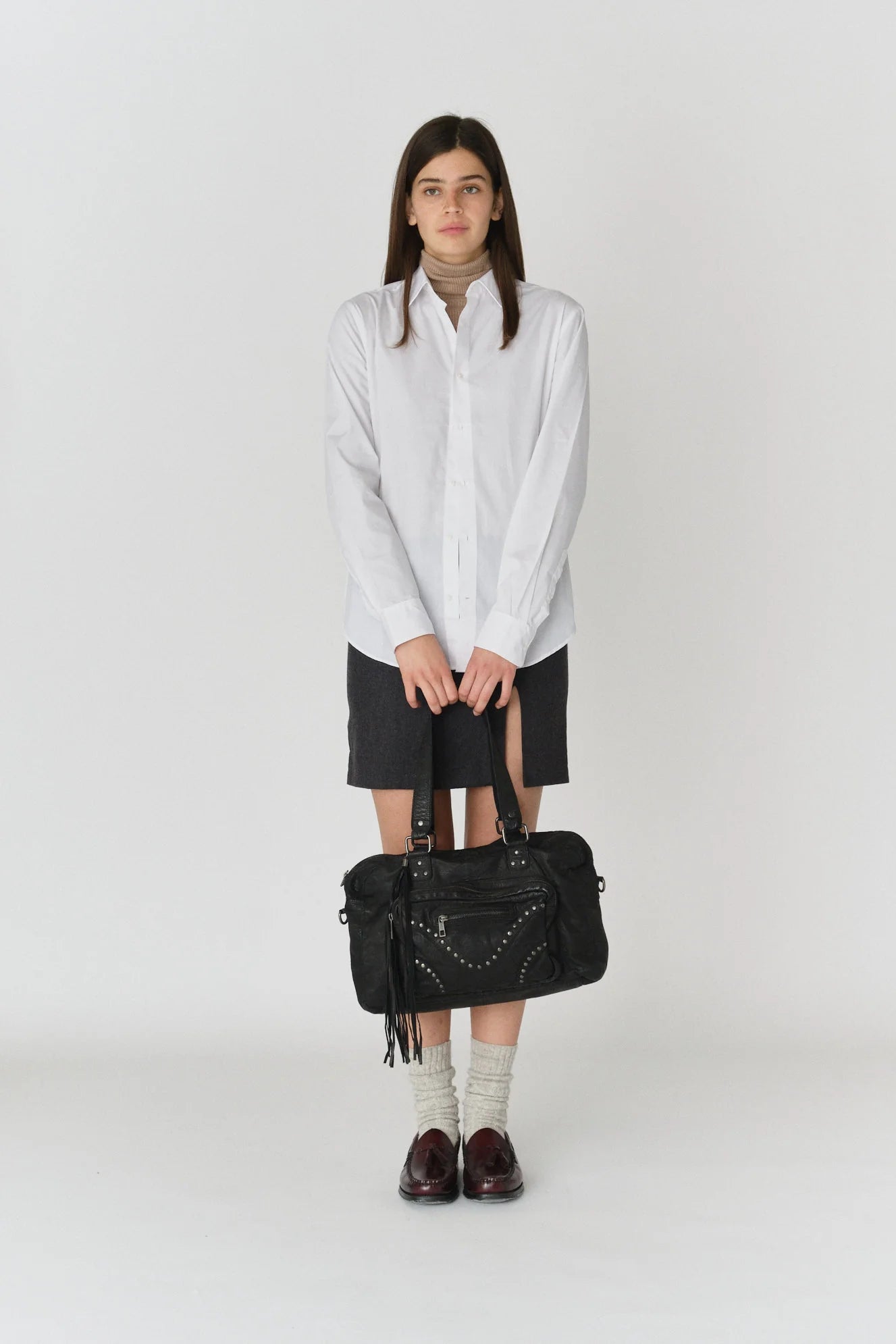 NUNOO | BOLSOS | MUJER | MILLE RIVET WASHED BLACK W. ANTIQUE SILVER BLACK | NEGRO