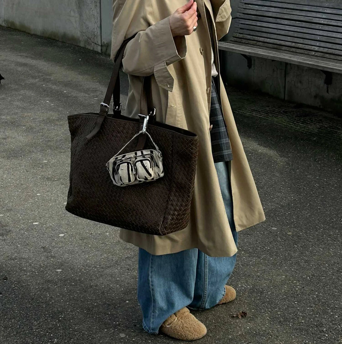 NUNOO | Borsa da donna | Helena Brown Stripes Deluxe