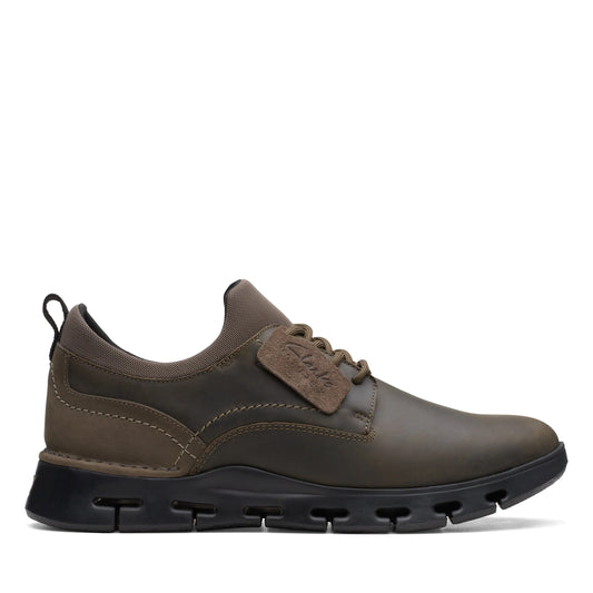 Мужские туфли дерби Clarks Nature X Two Olive, зелёного цвета