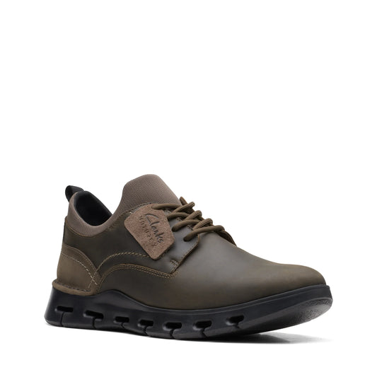 Мужские туфли дерби Clarks Nature X Two Olive, зелёного цвета