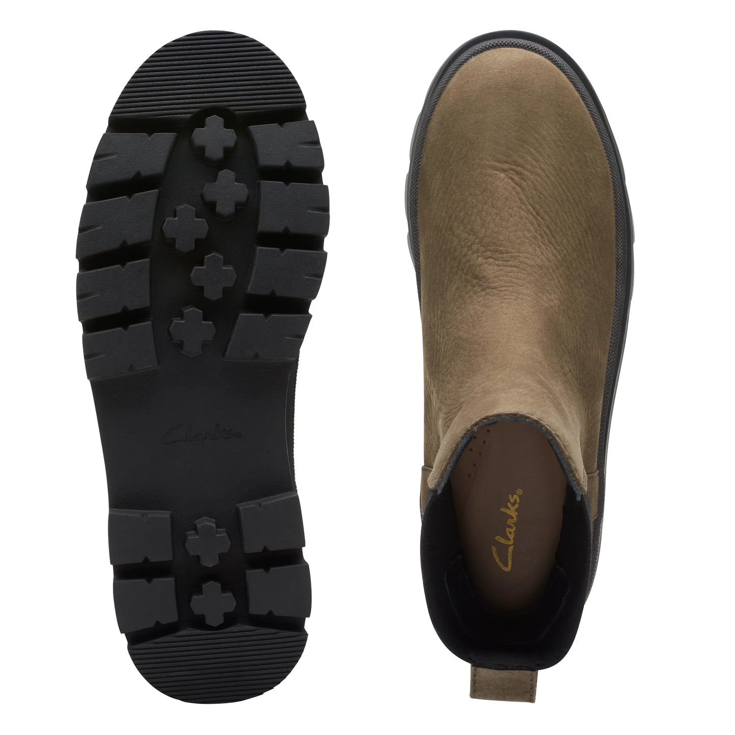 Botas Chelsea De La Marca Clarks Para Mujer Modelo Orianna2 Top Dark Olive Nubuck En Color Verdeh