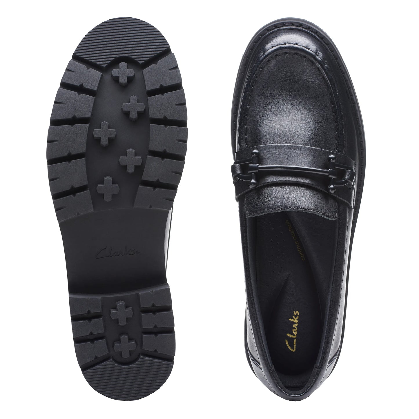 Zapatos Casual De La Marca Clarks Para Mujer Modelo Orianna Bit Black Leather En Color Negro
